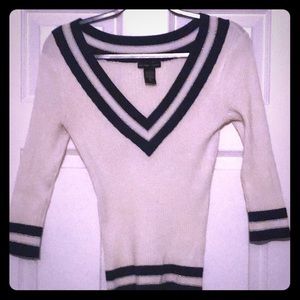 White and blue sweater